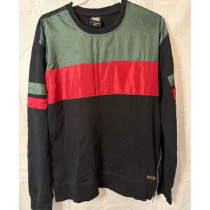 Rebel Minds Men’s 2XL Colorblock Pullover Sweatshirt Green Red Black Side Zip